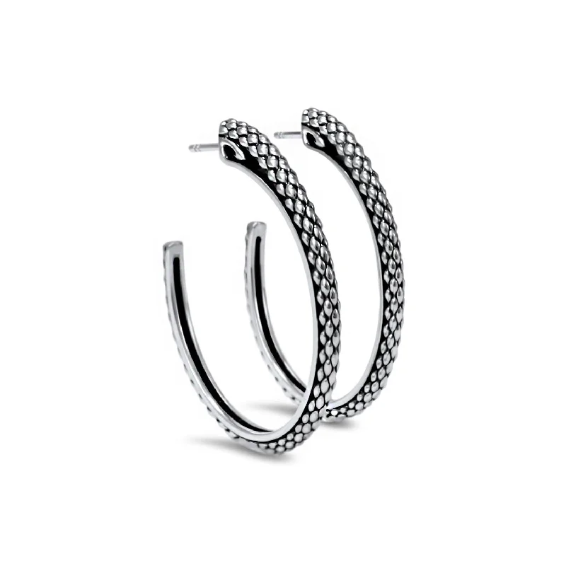 Hoop earrings with polished metal for a shiny and high-quality finish-Spirit Python Hoop Earring 41mm - Sterling Silver