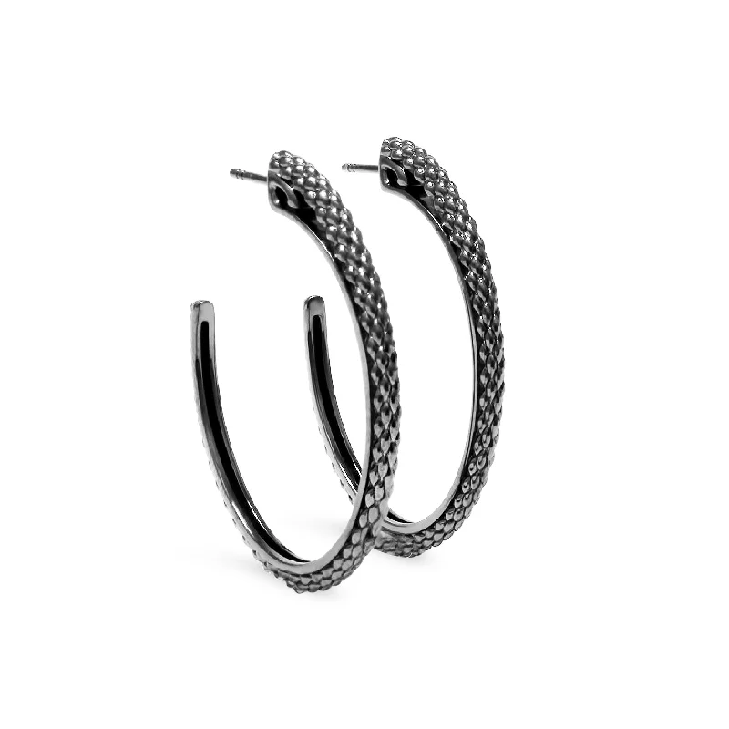 Best hoop earrings with oval shapes for a unique and elongated design-Spirit Python Hoop Earring 41mm - Black Ruthenium Vermeil