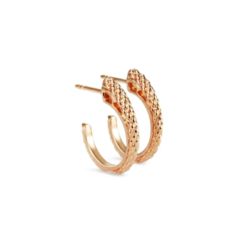 Hoop earrings with artistic filigree designs for an intricate, delicate finish-Spirit Python Hoop Earring 18mm - 18K Rose Gold Vermeil