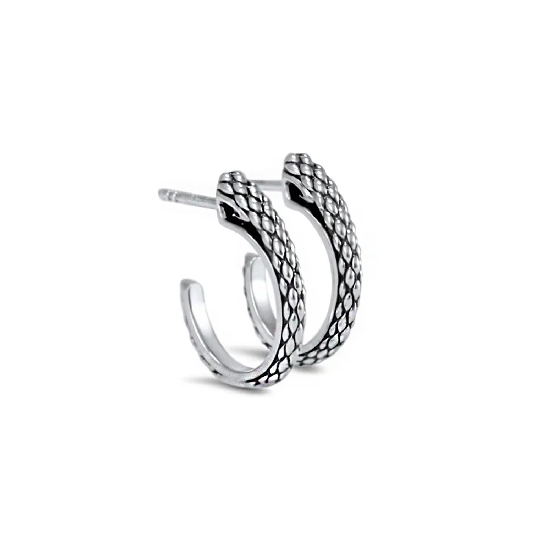 Best hoop earrings with marbled designs for a trendy and artistic effect-Spirit Python Hoop Earring 18mm - Sterling Silver