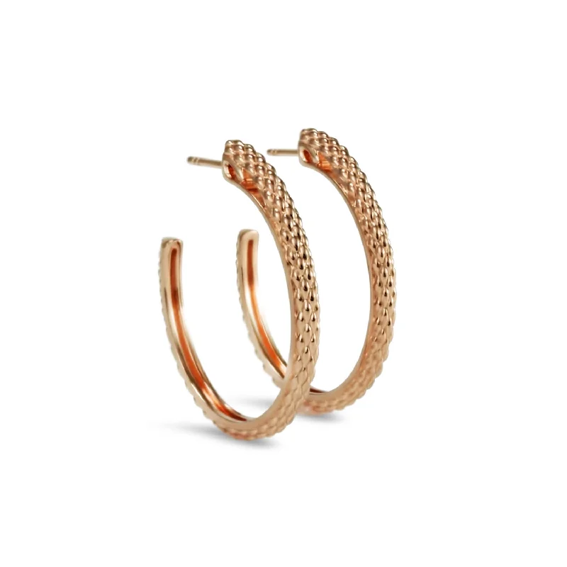 Hoop earrings with abstract wirework for an artistic, unique look-Spirit Python Hoop Earring 30mm - 18K Rose Gold Vermeil