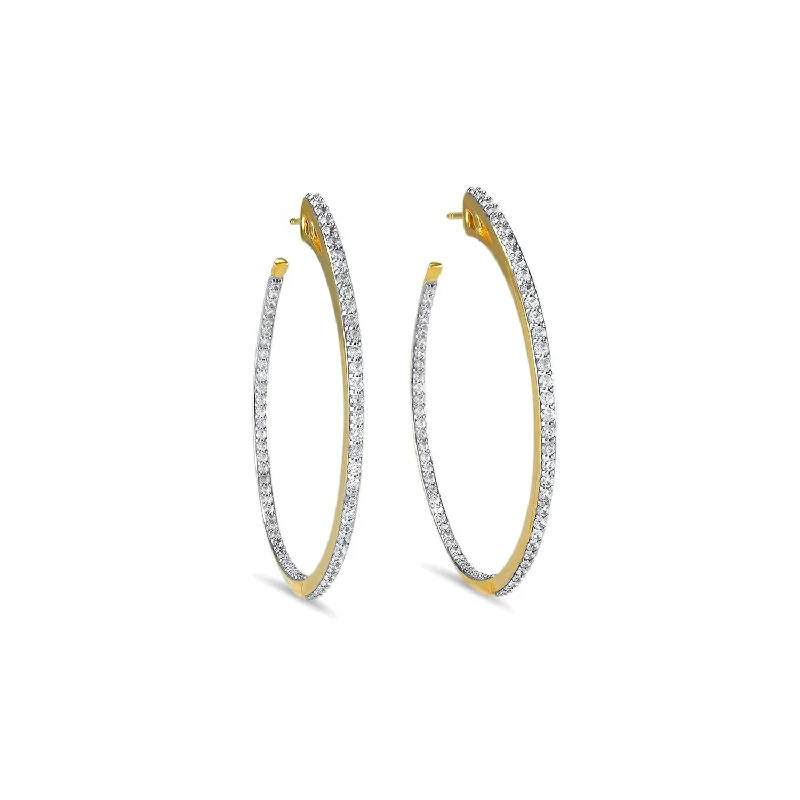 Hoop earrings with abstract shapes for an artistic and creative touch-Spirit Pavé Hoop Earring 32mm - 18K Gold Vermeil + CZ Blanc