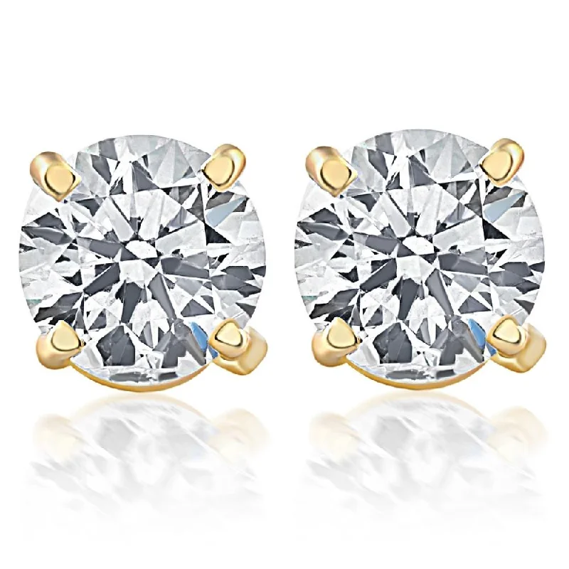 Best hoop earrings with intricate beaded details for a textured, stylish appearance-Screw Back 1 Ct T.W. Genuine Diamond Studs Available in 14k White or Yellow Gold