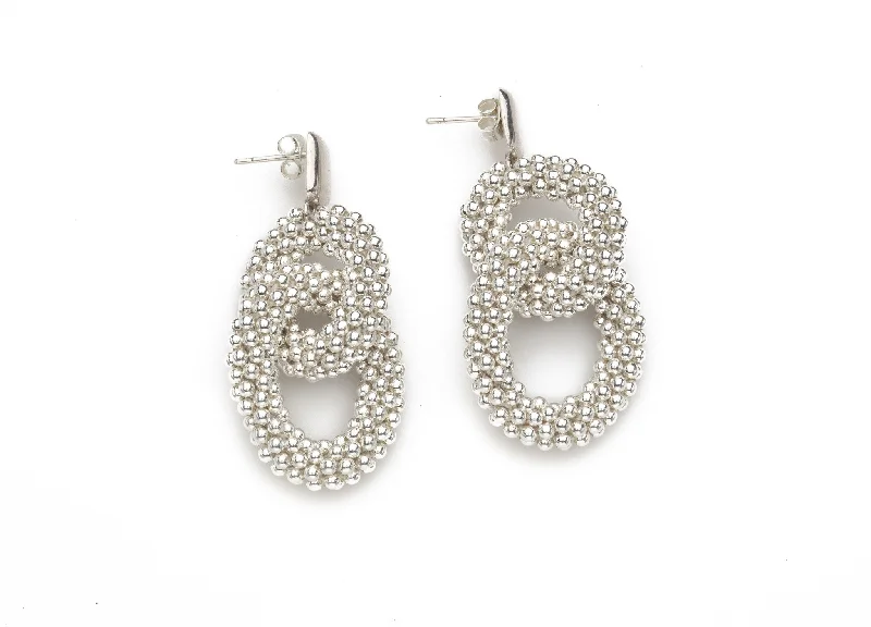 Best hoop earrings with gold for a luxurious and timeless look-Double Hoops, Silver Cluster