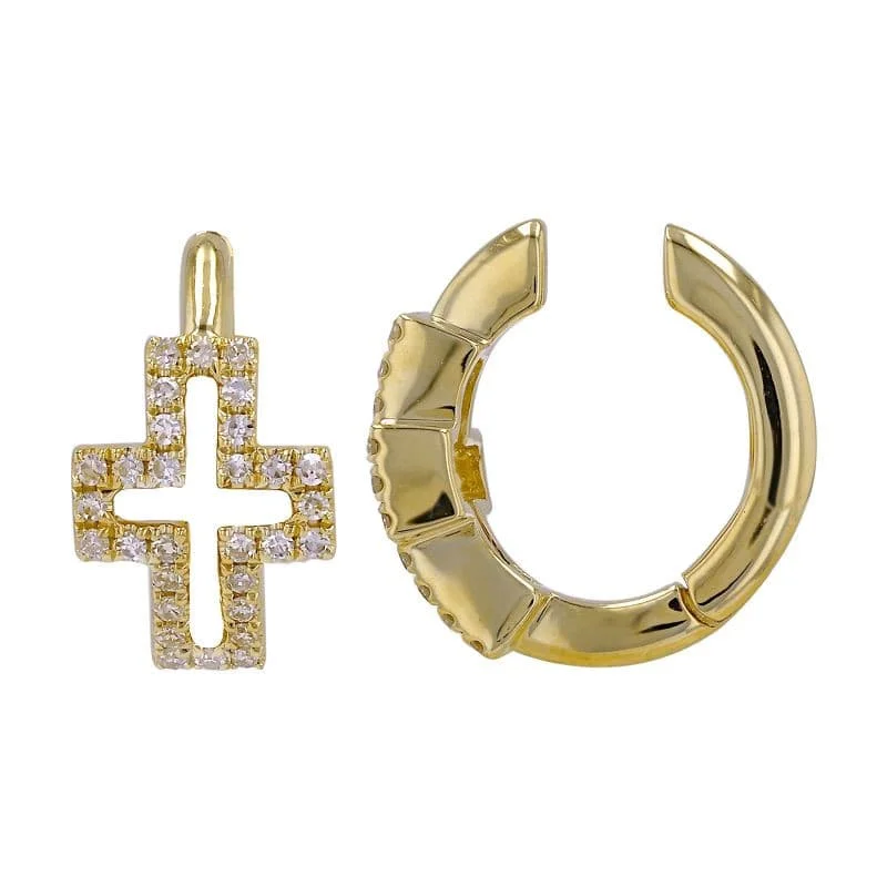 Best hoop earrings with rose gold for a romantic and warm aesthetic-Slip On Cross Cuff Earring