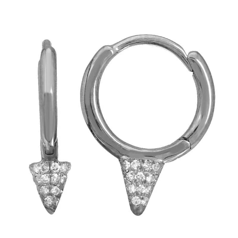 Hoop earrings with open designs for a modern, lighthearted vibe-Smooth Huggie Pave Spike Earrings