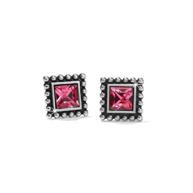 Best hoop earrings with geometric cuts for a sharp, modern appeal-Sparkle Square Mini Post Earrings