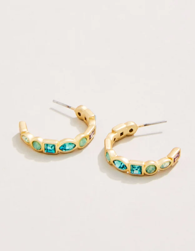 Best hoop earrings with multi-colored gemstones for a vibrant and lively touch-Spartina 449 Shine Bright Sea Foam Hoops