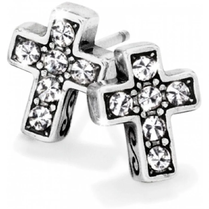 Best hoop earrings with blackened metal for an edgy and bold appearance-Starry Night Cross Mini Post Earrings