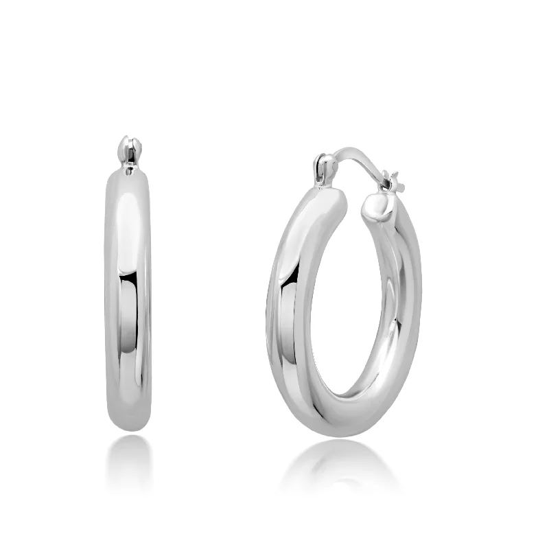 Best hoop earrings with satin ribbons for a soft, feminine appearance-Sterling Silver 30X5 MM Hoop Earrings