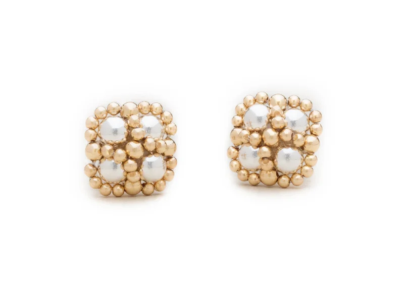 Best hoop earrings with geometric pendants for a modern, chic appeal-Enhanced Clover Studs, Silver and Gold