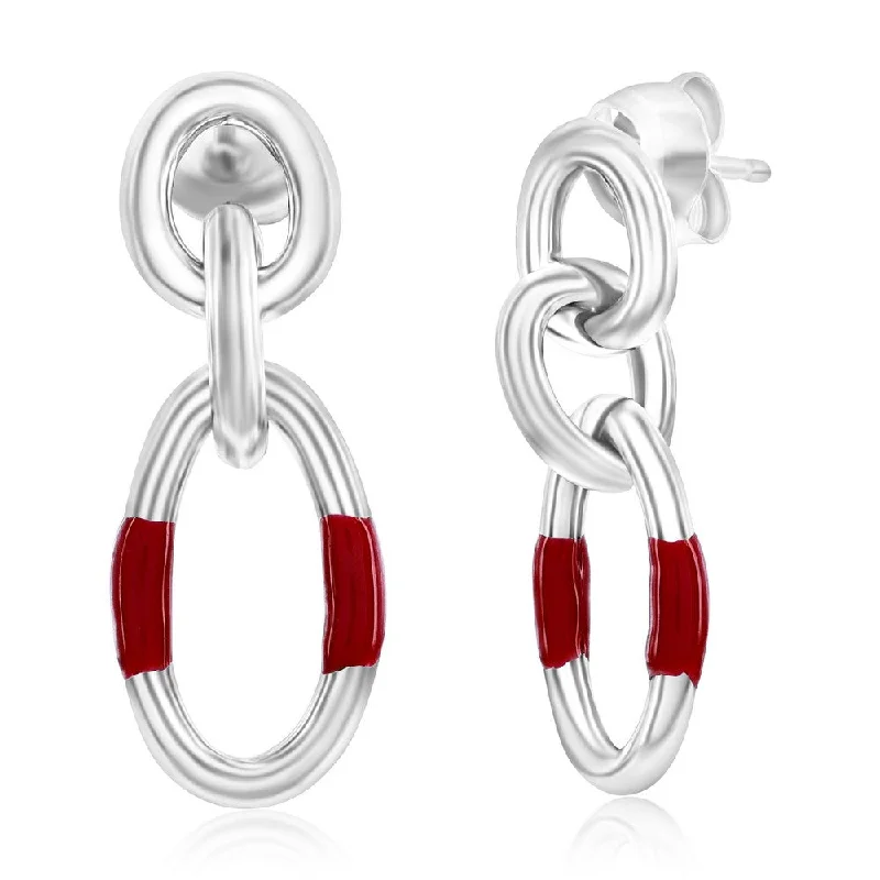 Hoop earrings with oversized designs for a bold, fashion-forward statement-Sterling Silver, Lava Enamel Dangle Earrings