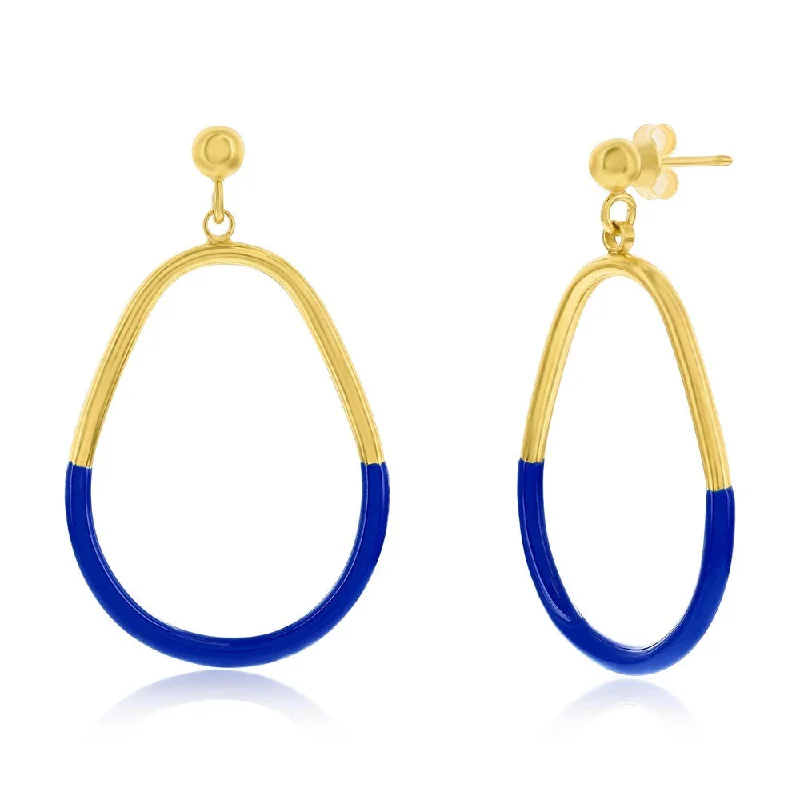 Best hoop earrings with minimalist designs for a clean and modern aesthetic-Sterling Silver, Midnight Enamel Pear-Shaped Earrings - Gold Plated