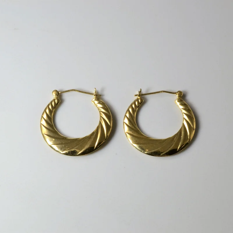 Hoop earrings with a chunky design for a bold and trendy statement-Textured Gold Hoop Earrings |