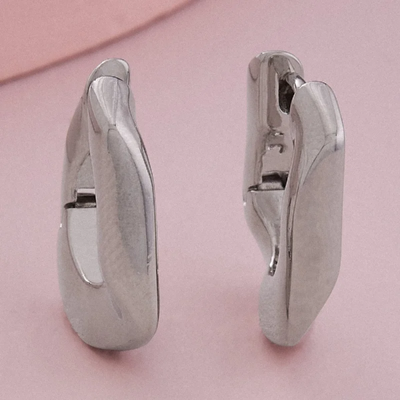 Hoop earrings with polished silver finish for a shiny, modern appeal-Trendy Earring 160010