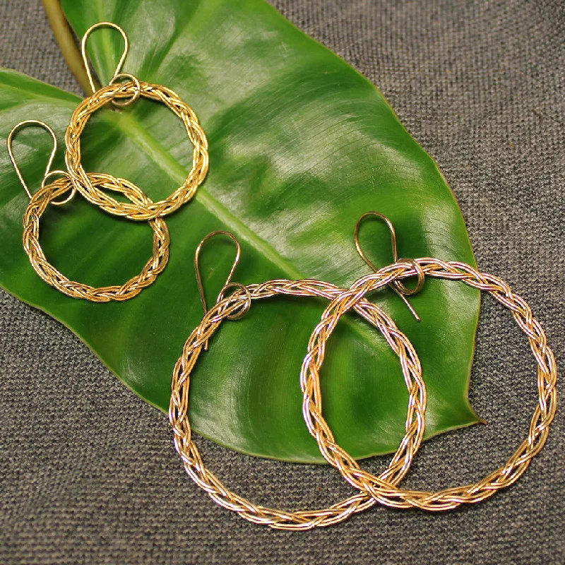 Hoop earrings with leather accents for a sleek and bold combination-Turkshead 14k Gold Earrings