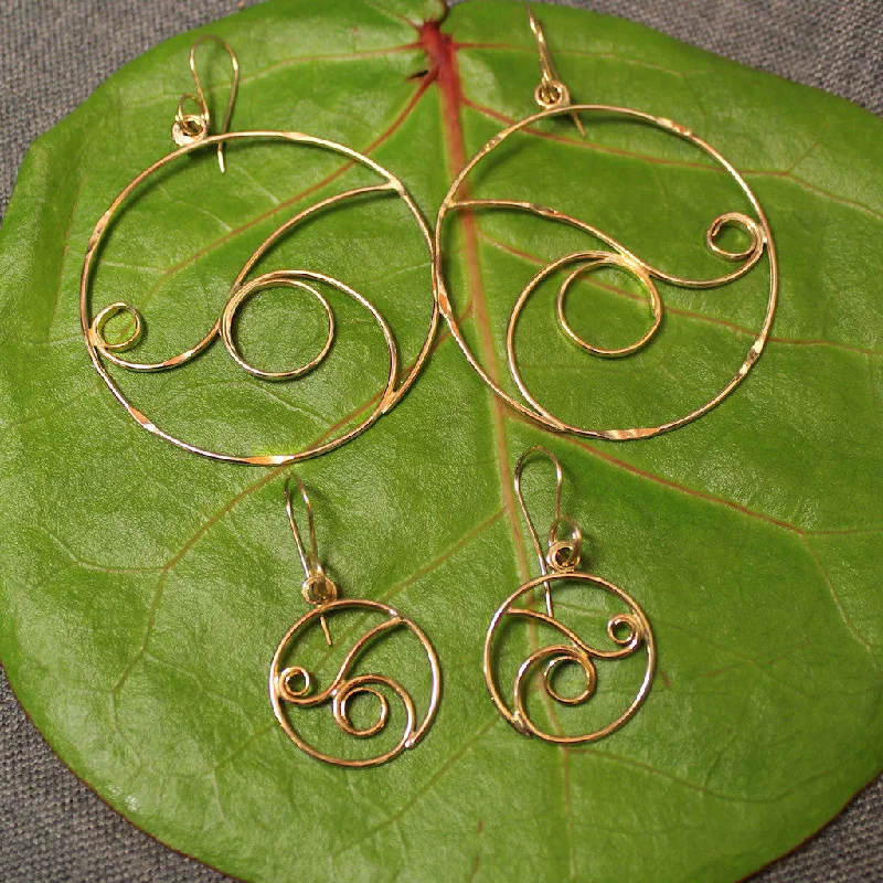 Hoop earrings with intricate designs for a unique and artistic appearance-Water 14k Gold Hoops