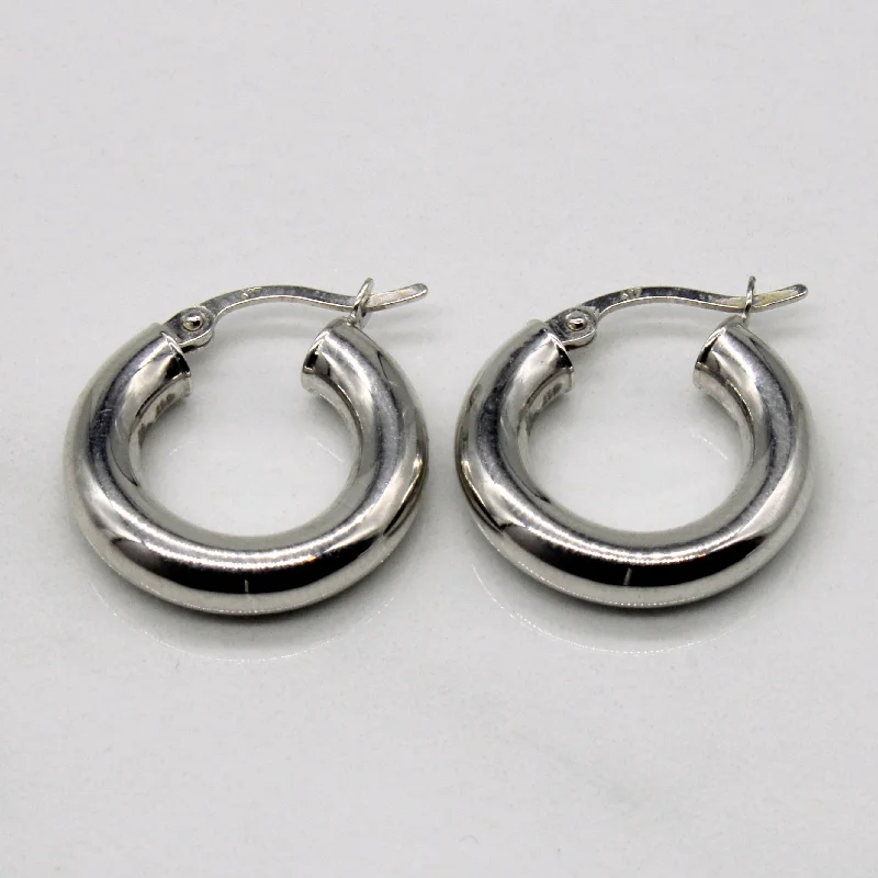 Hoop earrings with spiral designs for a dynamic and fluid look-White Gold Hollow Hoop Earrings |