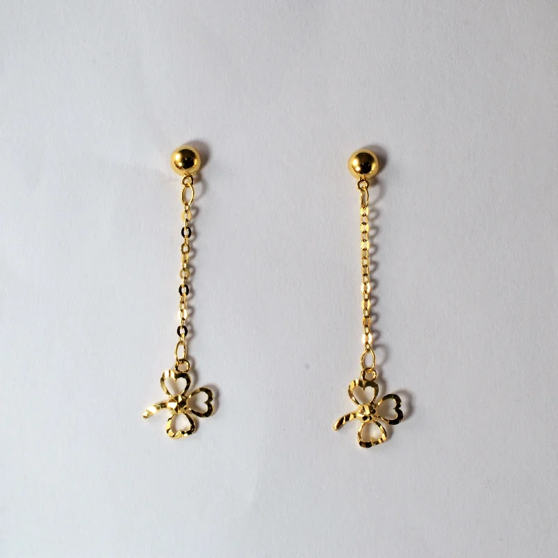 Hoop earrings with satin finishes for a smooth and elegant appearance-Yellow Gold Chain Dangle Earrings