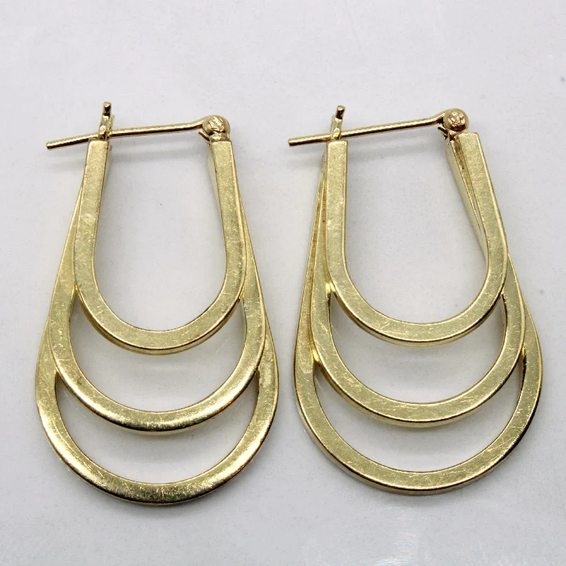 Hoop earrings with braided patterns for a detailed and textured finish-Yellow Gold Layered Hoop Earrings |