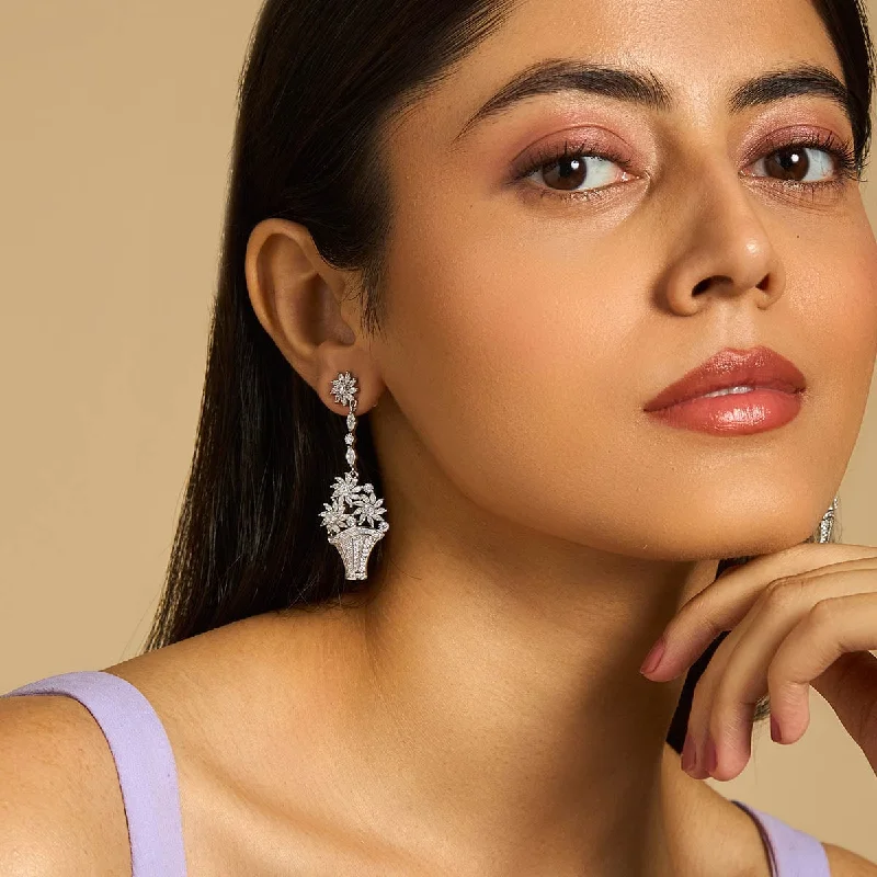 Hoop earrings with luxe velvet finishes for a rich and luxurious touch-Zircon Earring 175046