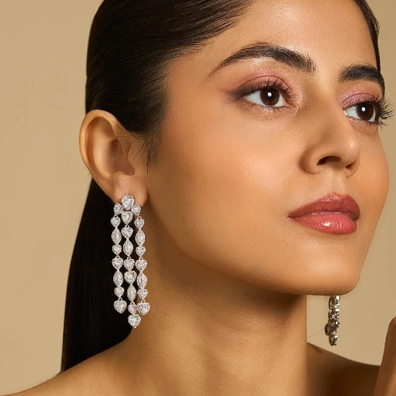 Hoop earrings with hammered textures for a boho-chic and rustic vibe-Zircon Earring 175195