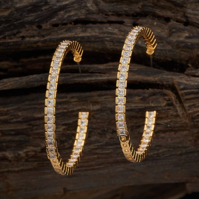 Best hoop earrings with geometric triangle shapes for a modern, chic design-Zircon Earring 175223