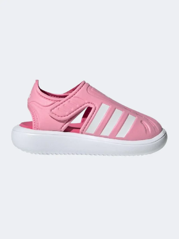 Elegant sandals for women with woven design and high-heeled platform soles-Adidas Ps Girls Sportswear Sandals Pink/White/Magenta