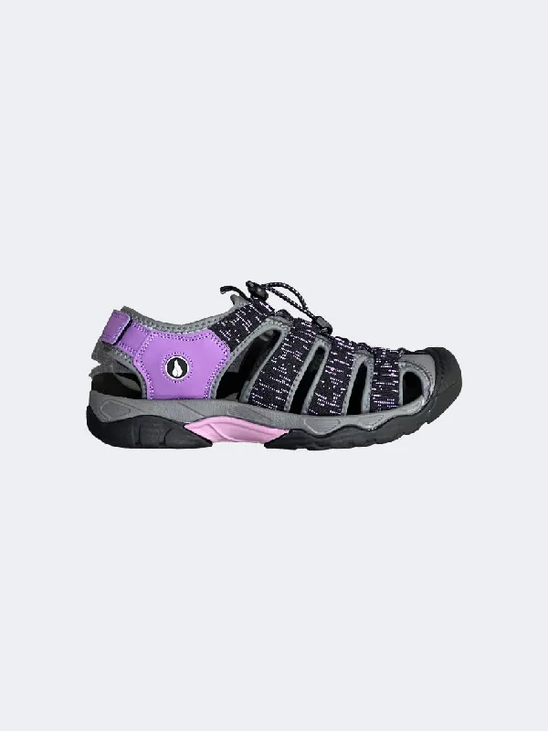 Casual sandals for men with rubber footbed and adjustable buckle for easy wear-Oil And Gaz Closed Toe Women Lifestyle Sandals Grey/Purple