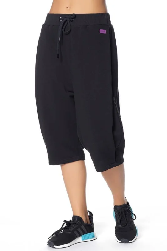 Soft stretch pants for all-day wear ease -Bodytalk Women's Lifestyle Camouflage Capri 3/4 Pants Black 1182-906009-00100