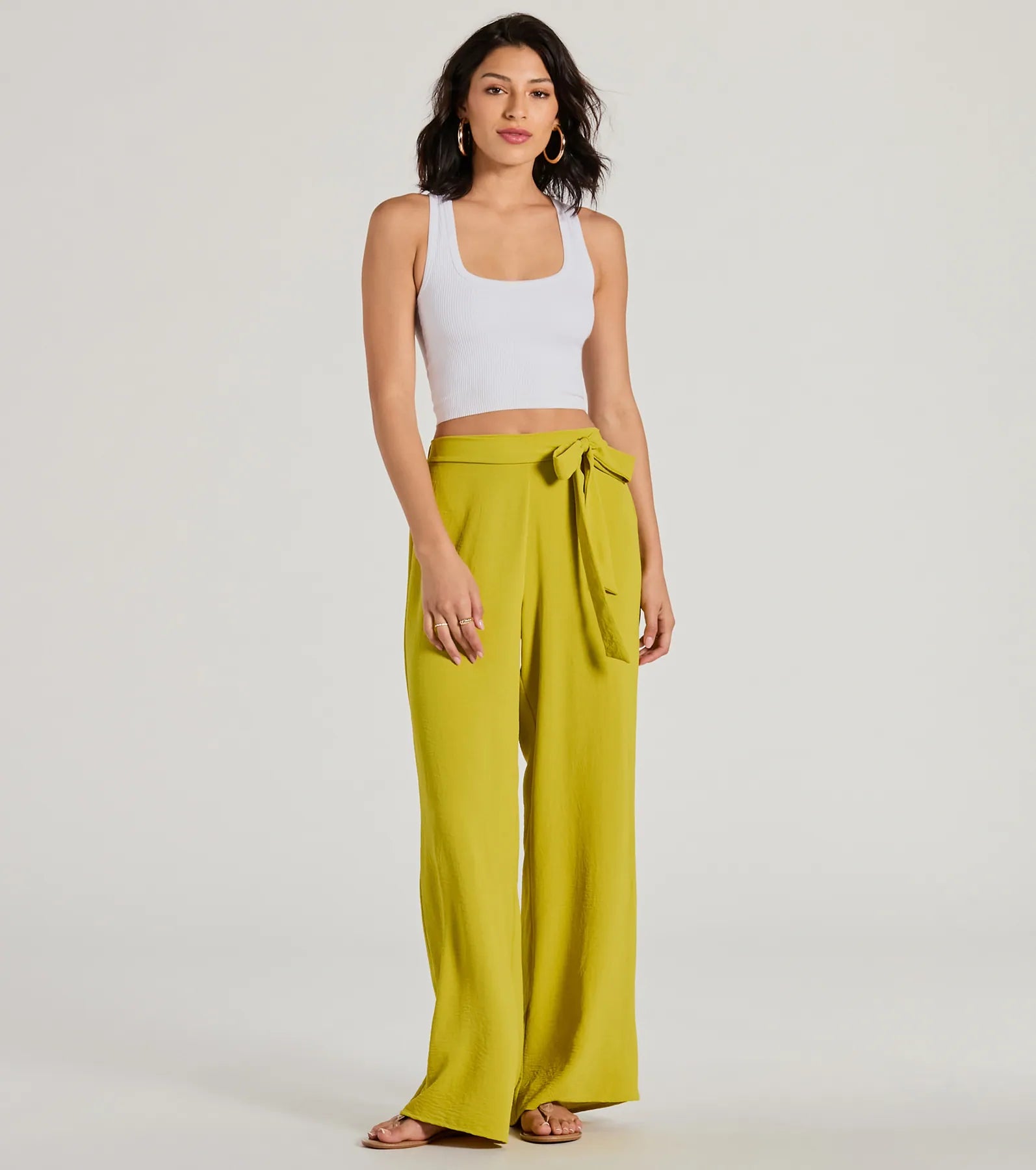 Soft jogger pants for relaxed weekend lounging -Coastal Style Woven Tie-Waist Wide-Leg Pants