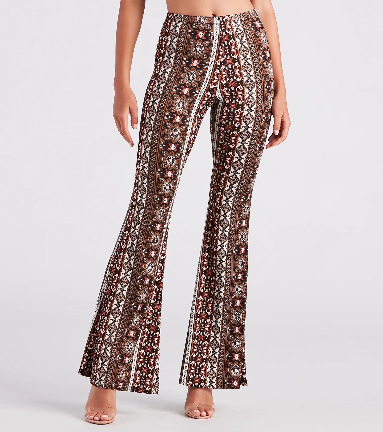 High-rise flare pants for vintage chic appeal -Bohemian Girl High Rise Flare Pants