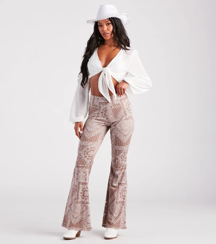 Tapered ankle pants for sleek modern silhouettes -Casual Boho Vibes Paisley Flare Pants