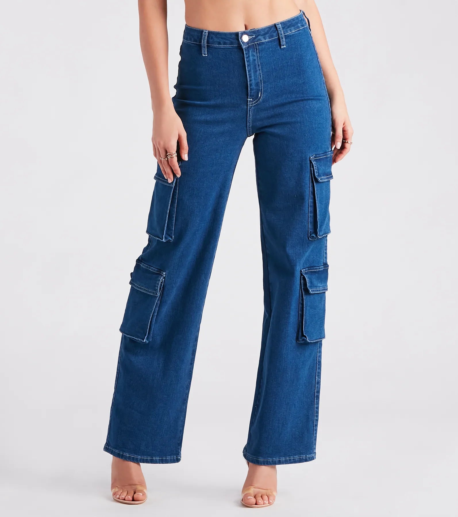 Lightweight cargo pants for summer camping trips -Cutie In Charge Wide Leg Denim Pants