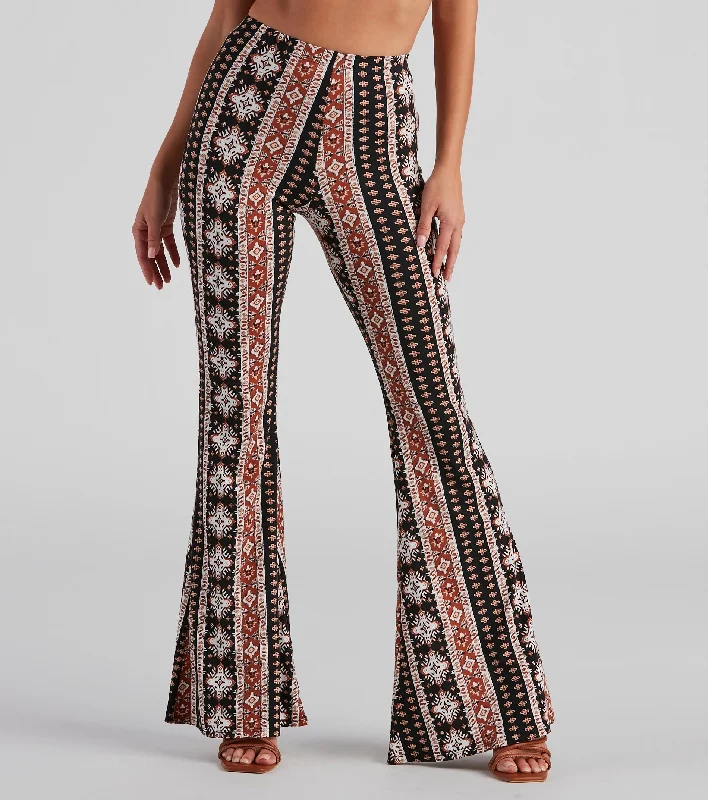 Quick-dry pants for active sports enthusiasts -Faraway Lands Boho Flare Pants