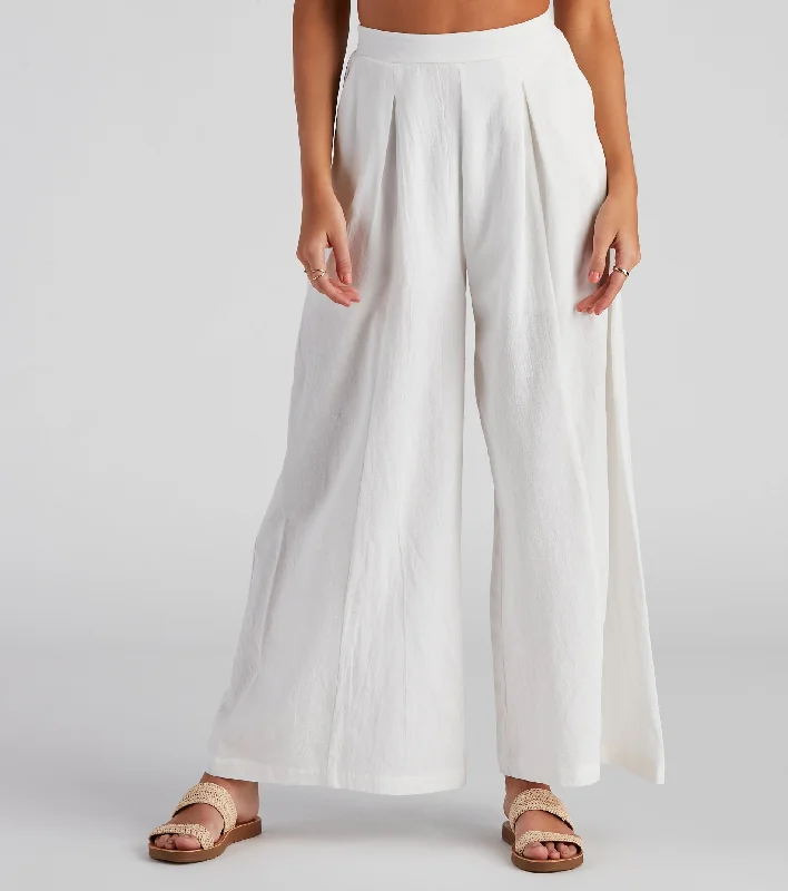 Casual drawstring pants for effortless home relaxation -Get Together Pleat Wide-Leg Pants