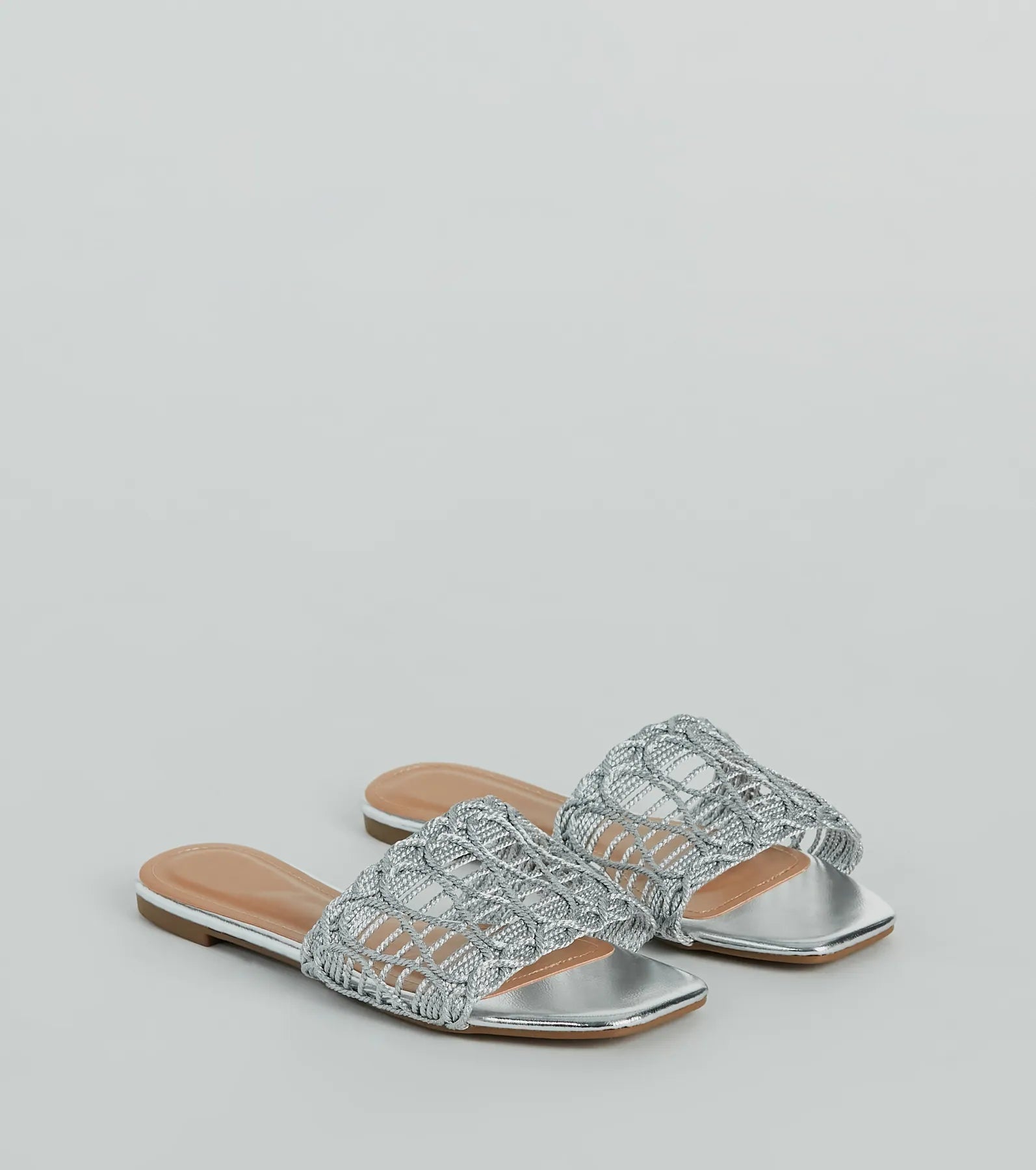 Comfortable sandals for men with velcro straps and soft material construction-Glam Sheen Metallic Woven Faux Leather Sandals