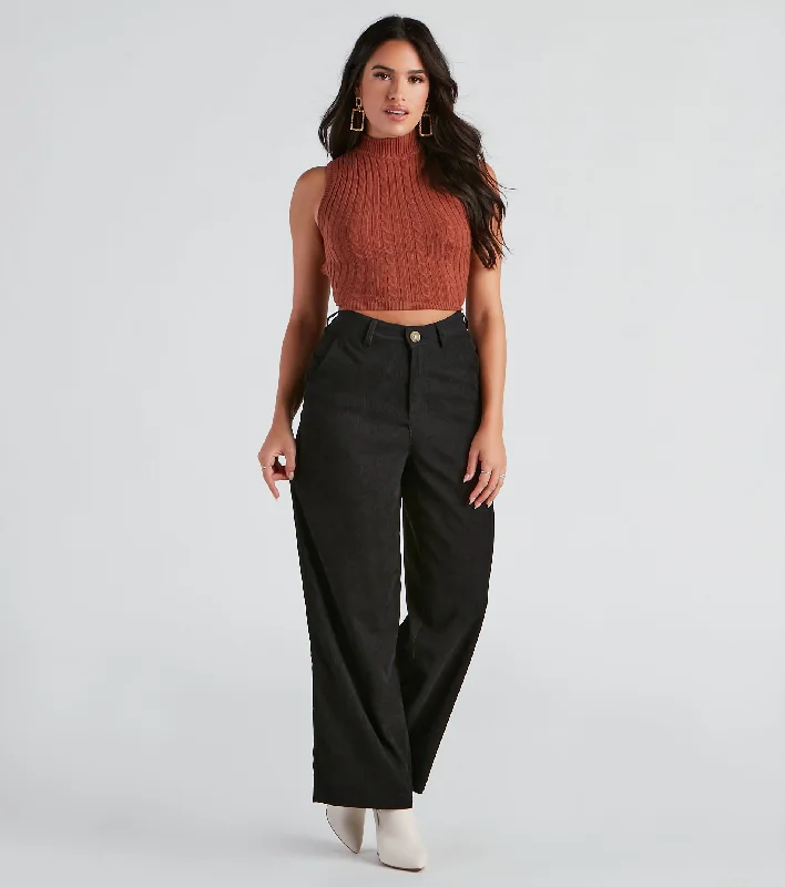 Lightweight travel pants with wrinkle-free fabric -Gone Rogue Wide Leg Corduroy Pants