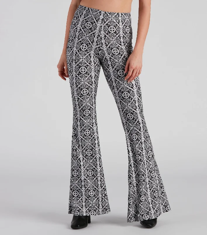 Multi-pocket pants for organized travel convenience -Kaleidoscope Boho Flare Pants