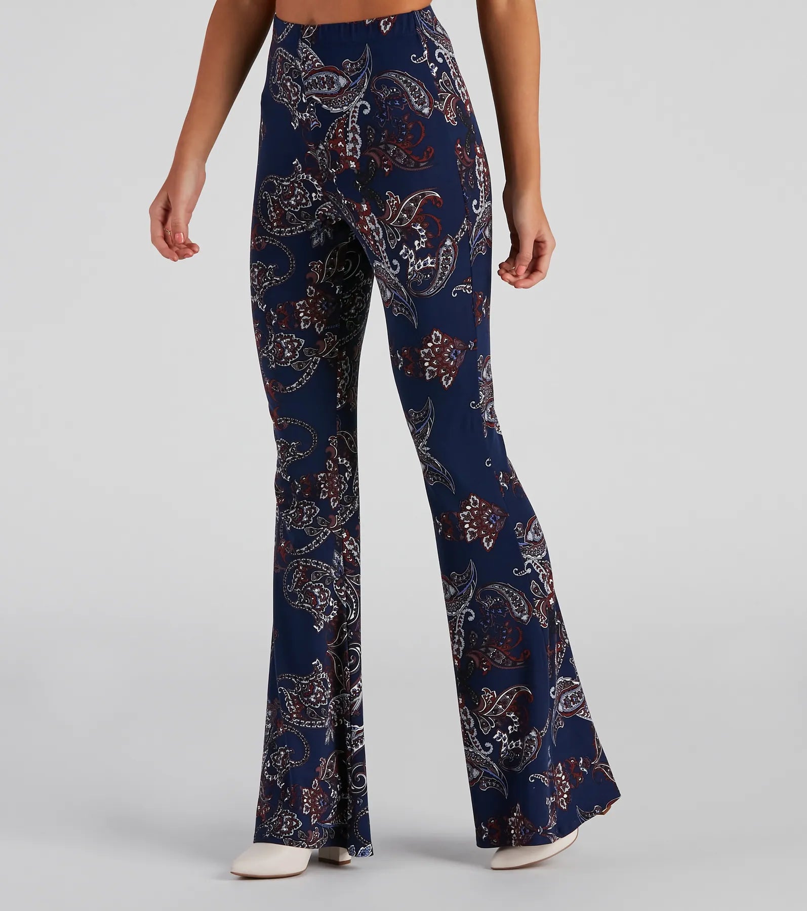 Luxury silk pants for glamorous evening wear -Paisley Babe Flare Pants