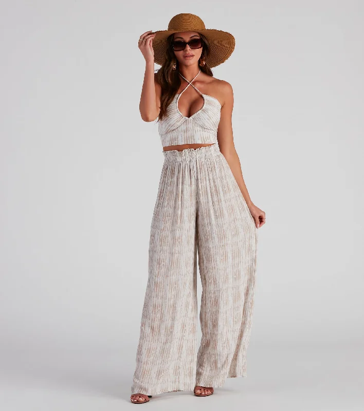 Stylish wide-leg pants for bold evening looks -Sangria Please Striped Wide Leg Pants