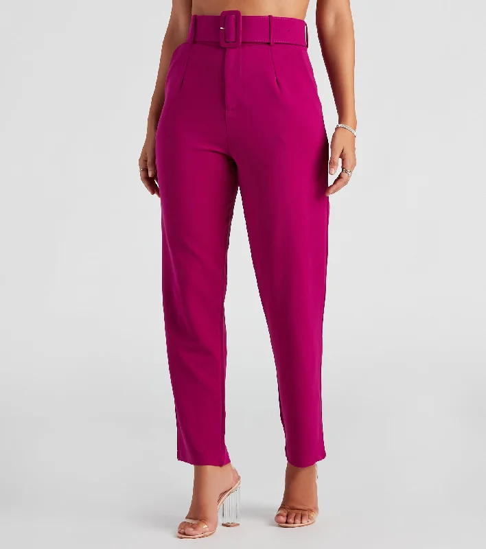 Relaxed cotton pants for breezy casual days -Sixties Style Belted Crepe Pants