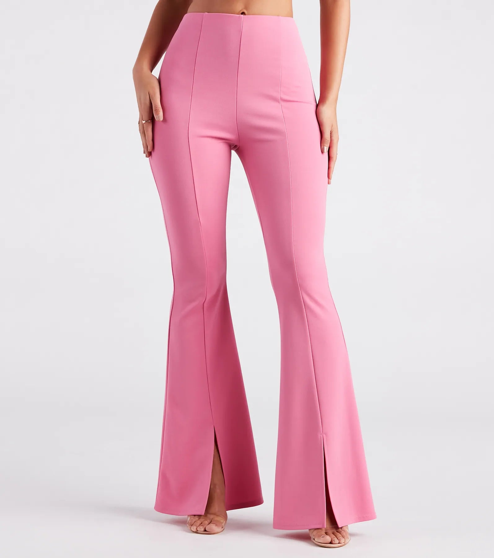 Flowy wide pants for artistic bohemian vibes -Split Decision Crepe Flare Pants