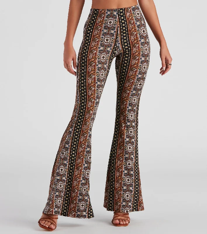 Elegant palazzo pants for formal party outfits -Sun Dance Paisley Flare Pants