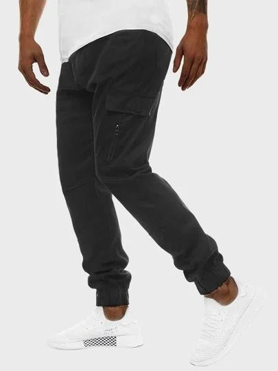 Reinforced cargo pants for heavy-duty field work -SHEIN Flap Pockets with Zip Drawstring Grey Sweatpants